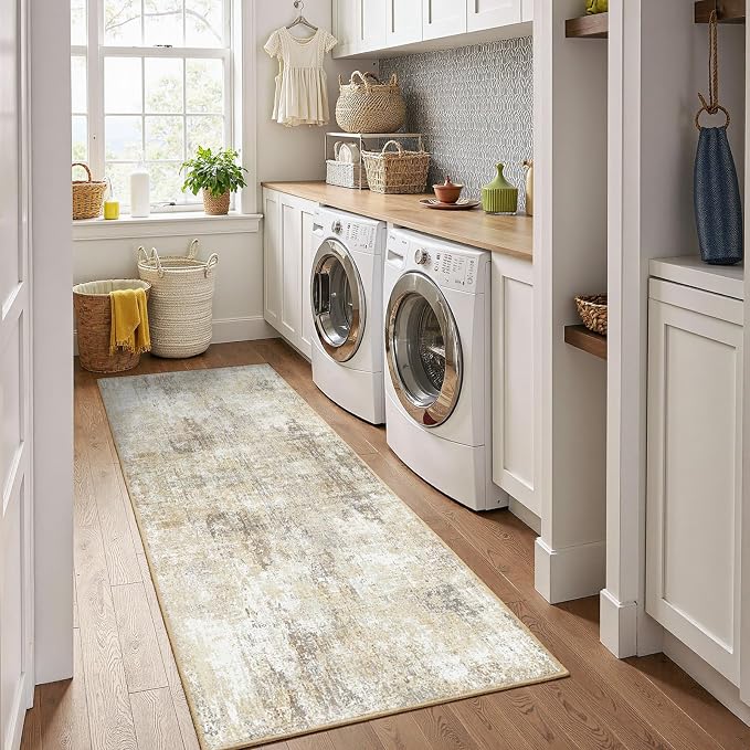 RELEANY Washable Area Rugs 2'x8' Non-Slip Modern Abstract Soft