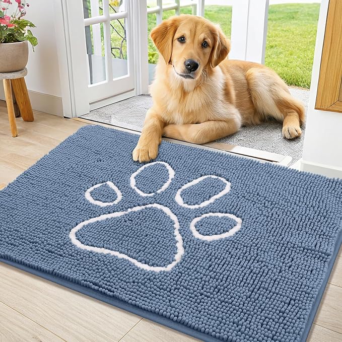 Smiry Dog Door Mat for Muddy Paws, Absorbent Dirt Trapper Non Slip Quick Dry