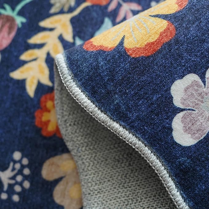 Washable Non-Slip Runner Rug 2x8: Water-Resistant Floral Kitchen Rug Indoor Low