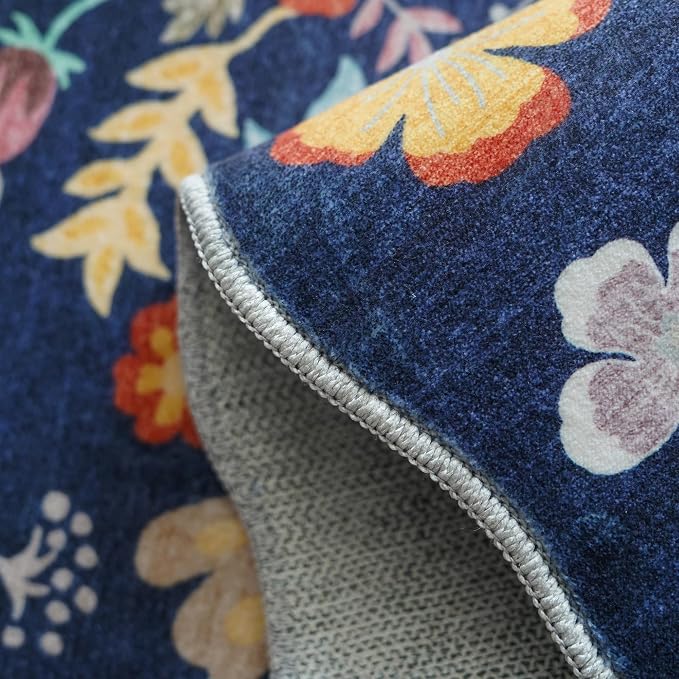 2x6 Hallway Floral Rug Runner: Washable Non Slip Low Pile Area Rug