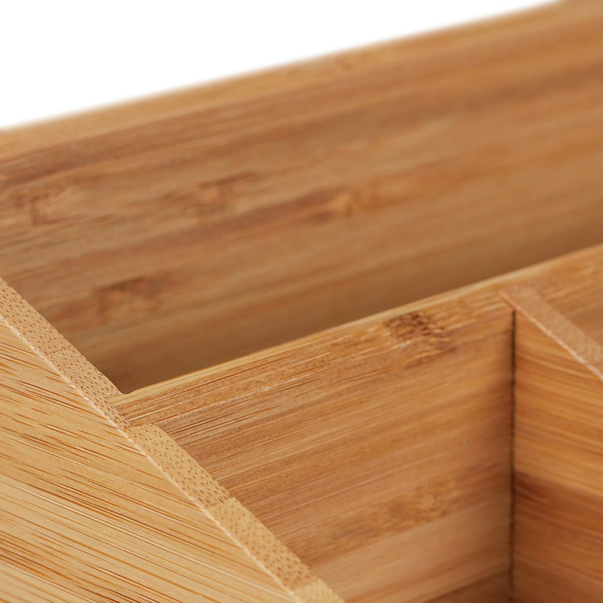 Relaxdays Desk Organiser, 6 Compartments for Pens, Notes, Letters, Paperclips and More, Bamboo Stand, Natural
