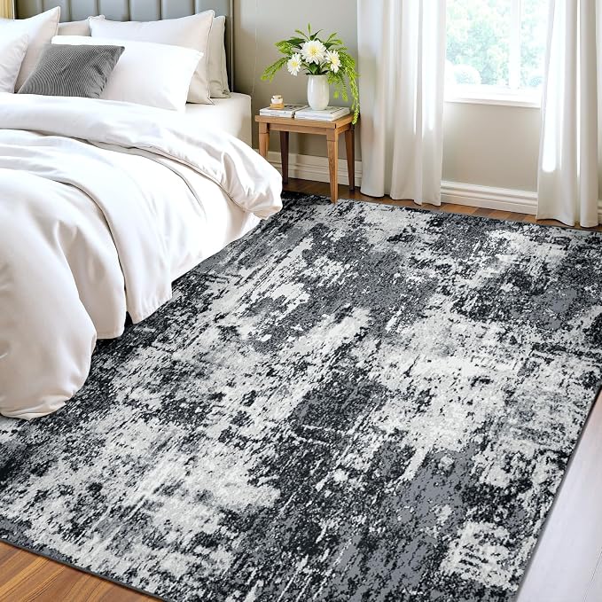 RELEANY Washable Area Rugs 4'x5' Non-Slip Modern Abstract Soft