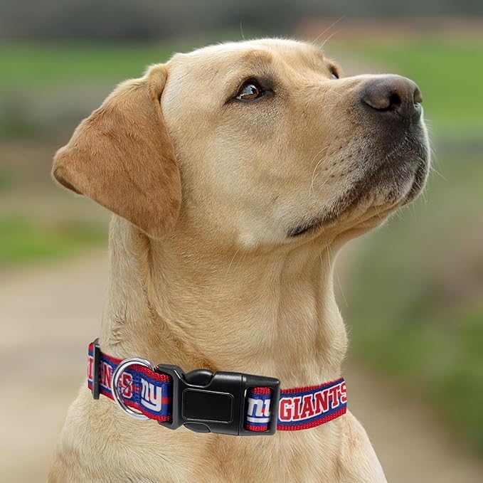 Pets First NFL New York Giants Licensed PET COLLAR, Medium - Heavy-Duty, Strong, and Durable Dog Collar. Available in 31 Football Teams and 4 Sizes