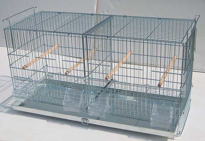 LOT of Extra Large 35.5" x 18" x 19"H No Rust Stainless Galvanized Zinc Plated Stackable Breeder Bird Flight Cage with Removable Center Divider and Breeding Nest Doors