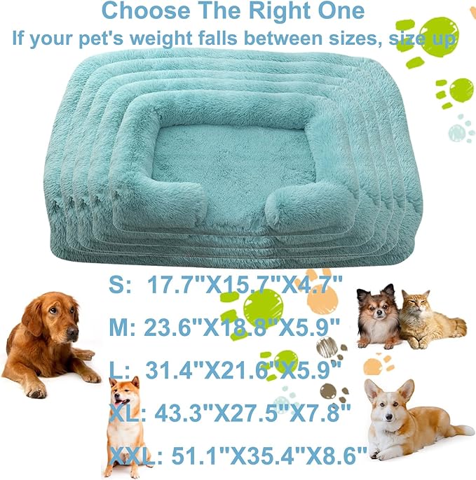 Dog Beds Large Sized dog Orthopedic, Sofa Dog Bed with Waterproof Lining and Nonskid Bottom, Rectangle Washable Dog Bed for Medium Small Dogs and Cats Comfortable ( Color : Green1 , Size : 51 x 35" )