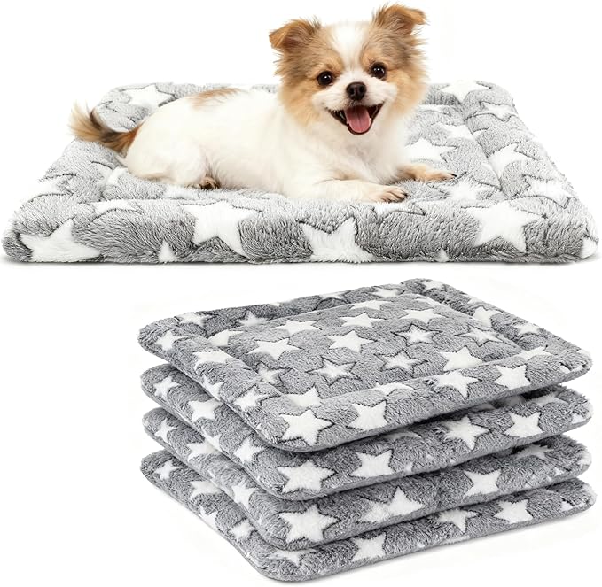 Dog Bed Mat 4 Pcs - Reversible Dog Crate Bed Mats, Soft & Breathable Kennel Pad, Durable Crate Bed for Small Dogs & Cats