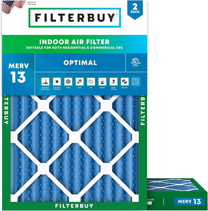 Filterbuy 30x32x2 Air Filter MERV 13 Optimal Smoke & Allergy Defense,