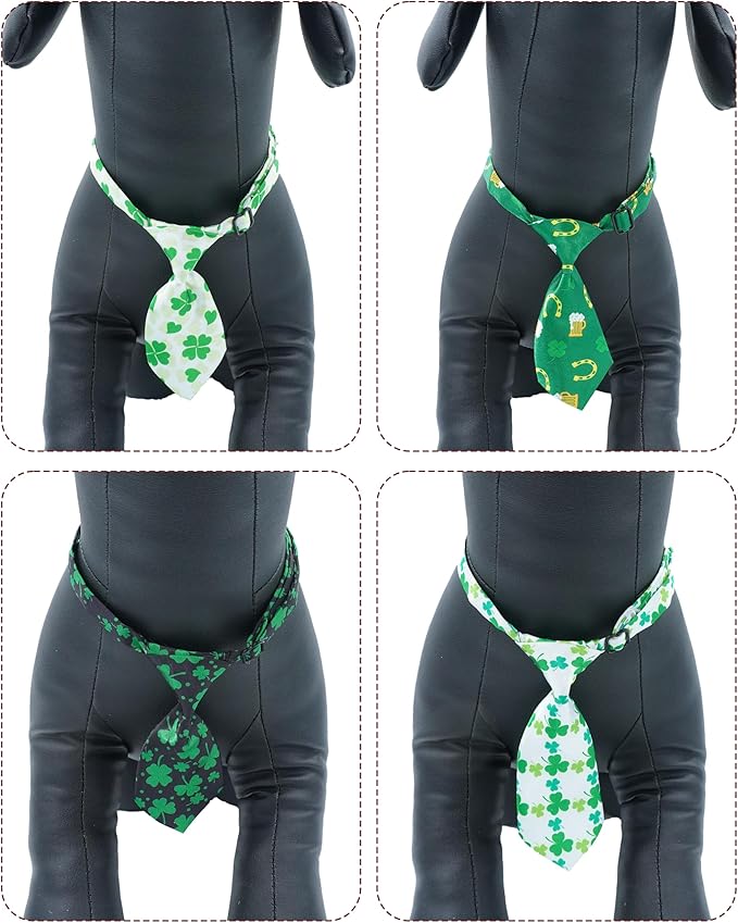 PET SHOW 10 Pack St. Patrick's Day Big Dog Ties Neckties for Large Breed Dogs XL Adjustable Holiday Grooming Accessories Neck Ties Bowties Girl Boy Pets Festival Costumes Wedding Party Gift Favor