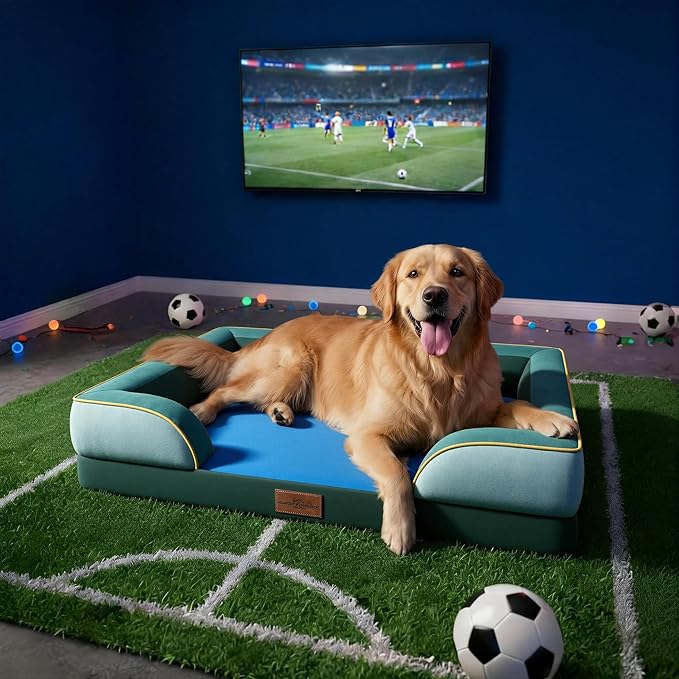 Comfort Expression Orthopedic Dog Bed for Extra Large Dogs 42x30 Inch, Waterproof Egg Crate Foam XL Pet Bed with Removable Bolsters, Dog Couch with Washable Cover & Non-Slip Bottom, Seattle