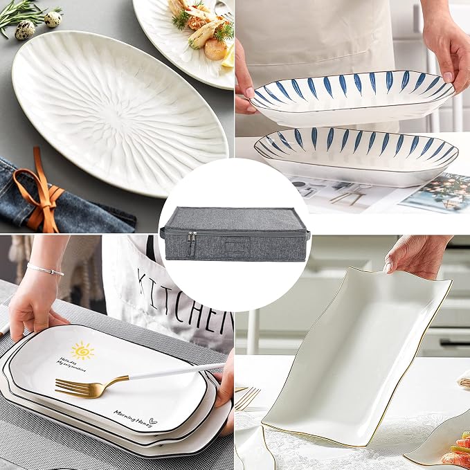LotFancy Platter Storage Case, Hard Shell, China Storage Container