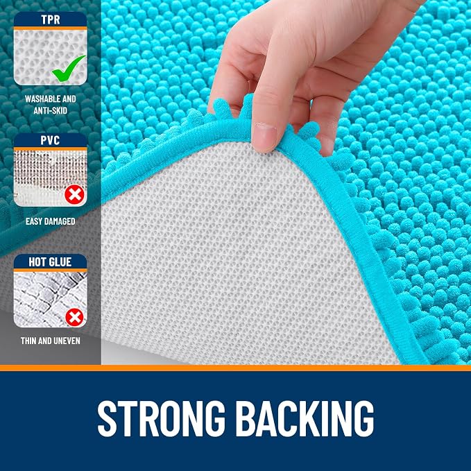 OLANLY Bathroom Runner Rugs 44x24, Soft Absorbent Chenille Bath Rugs, Rubber