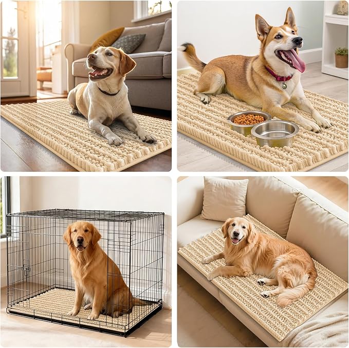 Smiry Dog Door Mat for Muddy Paws 24x16, Absorbent Dirt Trapper, Non-Slip
