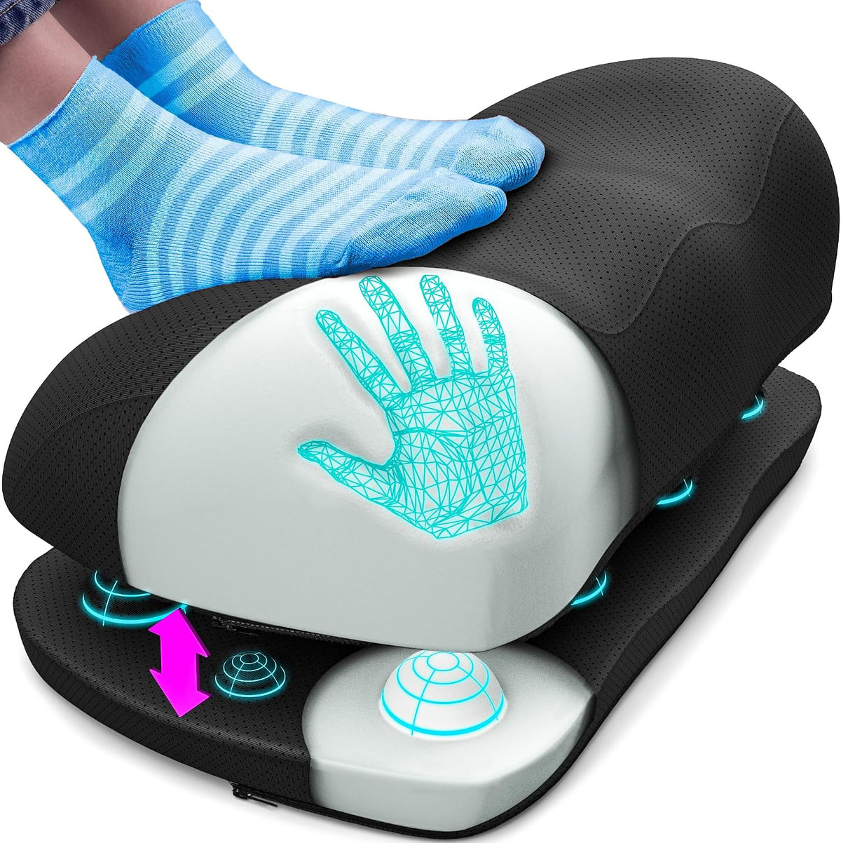 Everlasting Comfort Adjustable Cloud Foot Rest for Under Desk at Work with Pressure Point Nodes - Comfortable Memory Foam Office Foot Stool & Desk Pillow, Gaming & Home Accessories