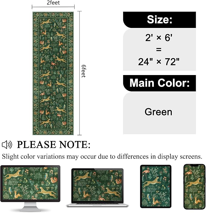 DUKINO 2x6 Rug for Hallway, Washable Kitchen Runner Rug
