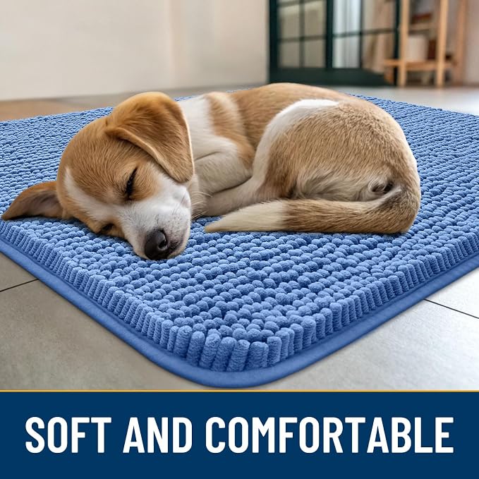 Smiry Dog Door Mat for Muddy Paws 24x16, Absorbent Dirt Trapper, Non-Slip