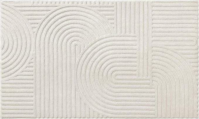 Pauwer 3x5 Washable Area Rugs for Living Room Modern Beige Solid Color Soft