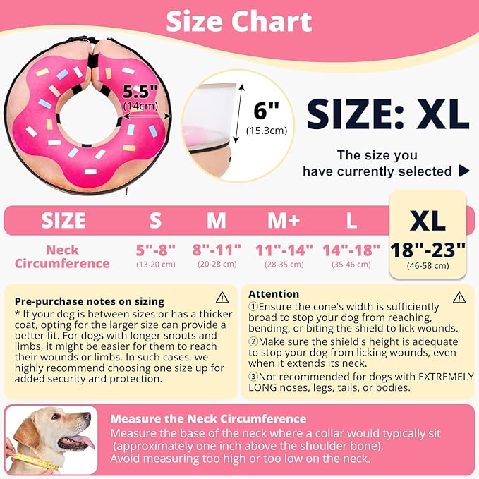 Inflatable Dog Cone with Transparent Shield, Protective Dog Donut Collar After Surgery to Stop Licking, Soft Donut Cone for Extra Large Pets, Adjustable Recovery Collar with Buckle Visibility