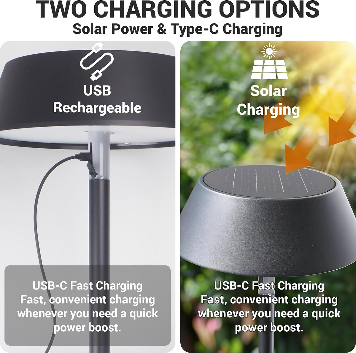 Solar Floor Lamp Outdoor, Waterproof Rechargeable Cordless Light for Patio
