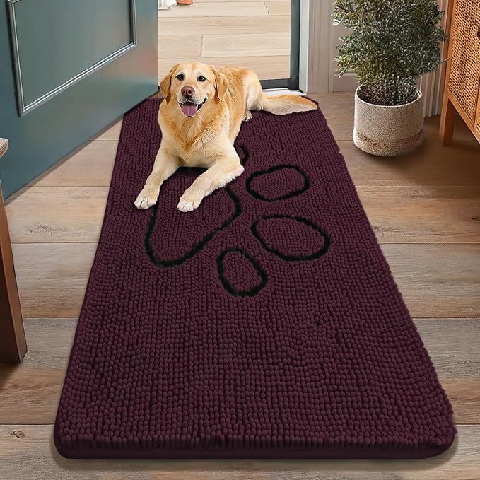 Smiry Dog Door Mat for Muddy Paws, Absorbent Dirt Trapper Non Slip Quick Dry