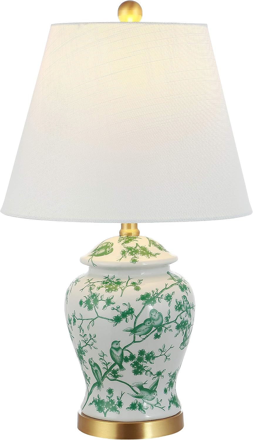 JONATHAN Y Penelope Ginger Jar 22" LED Table Lamp, White/Green
