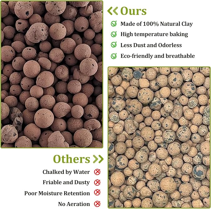 Riare 6LBS Expanded Clay Balls Terrarium Substrate for Reptiles - 100% Organic Lightweight Clay Pebbles Substrate Frogs False Bottom Substrate, Bioactive Terrarium Substrate for Drainage and Moisture