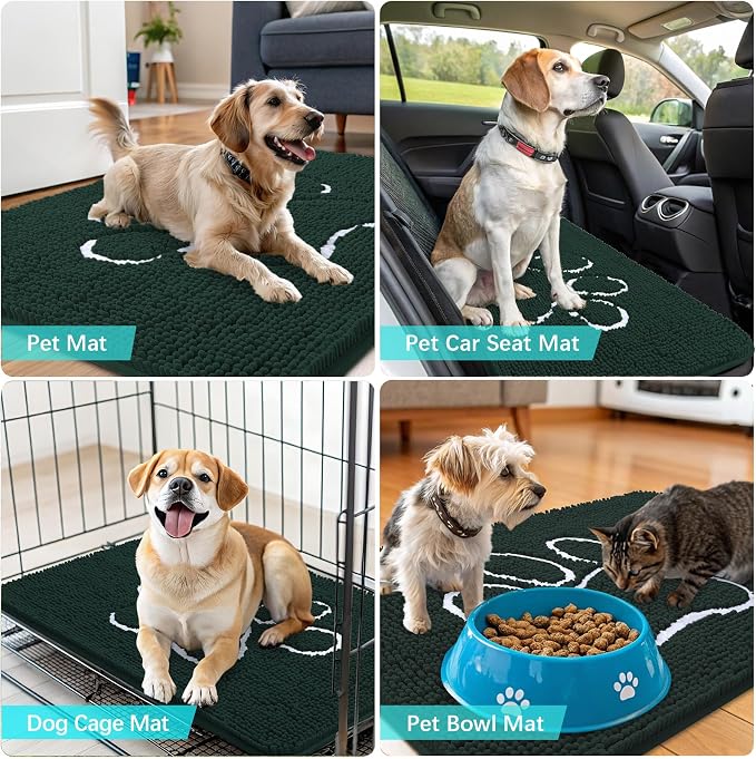 OLANLY Dog Door Mat for Muddy Paws 59x24, Paw Print Design, Absorbs Moisture