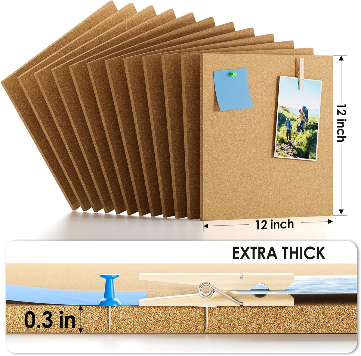 MaxGear 48" x 36" Large Cork Board for Wall, 12 Pack 12" x 12" Tiles