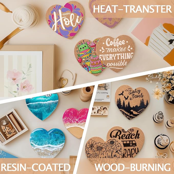 60 PCS Cork Coasters for Laser Engraving, Thick Absorbent Blank Coasters | 4