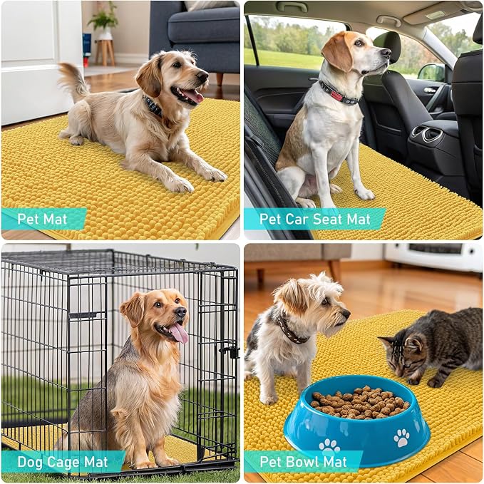 OLANLY Dog Door Mat for Muddy Paws 47x17, Absorbs Moisture and Dirt, Absorbent
