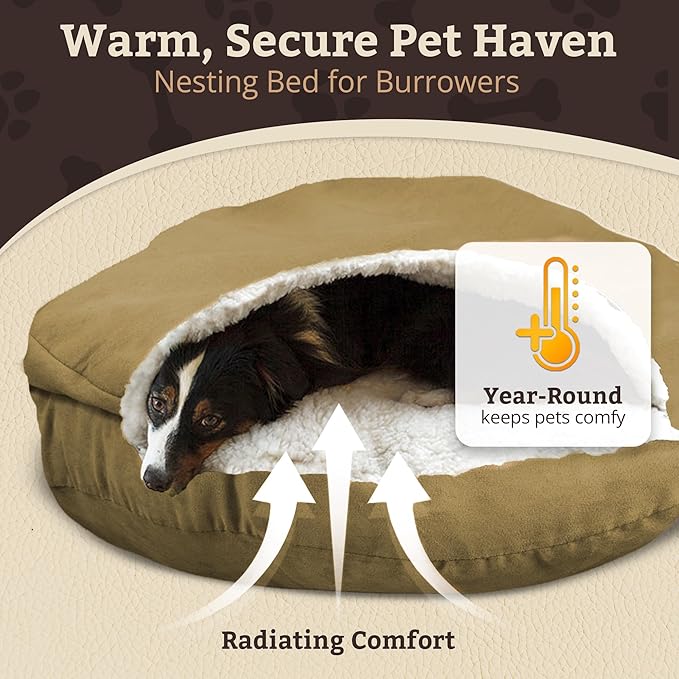 Cozy Cave Pet Bed in Poly Cotton Size: Small (25" Round), Fabric: Khaki