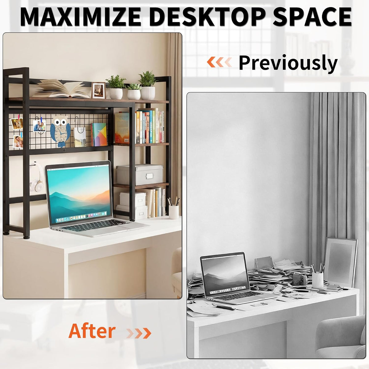 IBVIVIC Desktop Shelf, 38.5'' Desktop Organizer Shelf for Computer Monitor