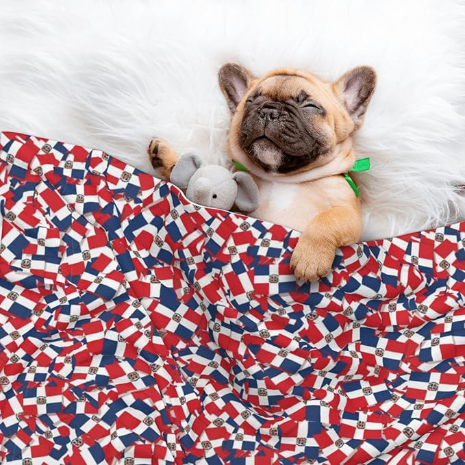 Pet Blanket for Couches and Beds, Dominican Republic Flag Wave, Reversible Double Sided Plush Design with Soft Bumpy Texture and Smooth Surface, Furniture Protector
