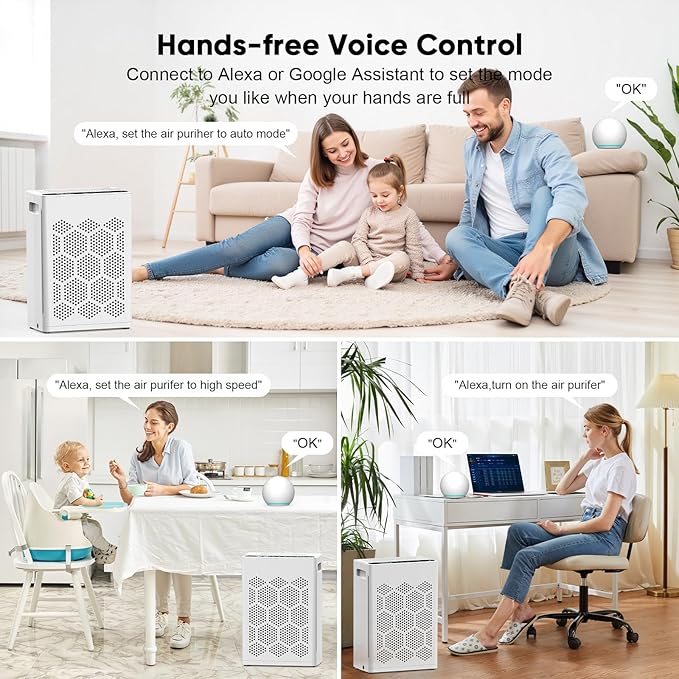 DAYETTE Air Purifiers for Home Large Room Up to 2400 Ft² with Fragrance, Smart WiFi Alexa Control,Auto Mode, HEPA 14 Air Purifier with Washable Prefilter for Bedroom, Dorm Room, Pets, Office