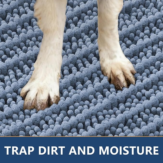 Smiry Dog Door Mat for Muddy Paws 47x32, Absorbent Dirt Trapper, Non-Slip