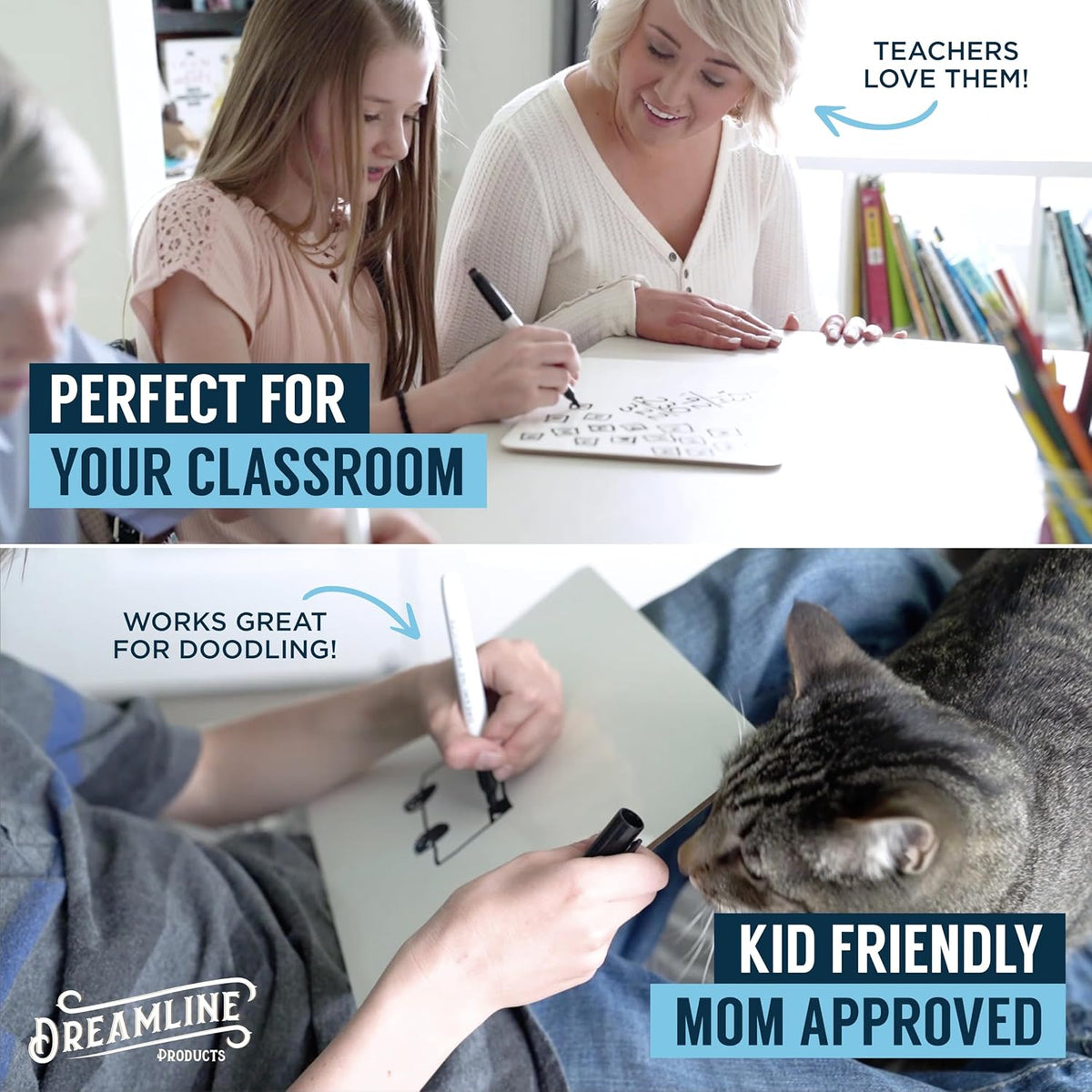 Dry Erase Boards [30pc Double Sided] Lapboards with ClearWipe Coating! Small White Boards - 9" x 12" Mini White Boards for Students, Classroom Teacher Supplies