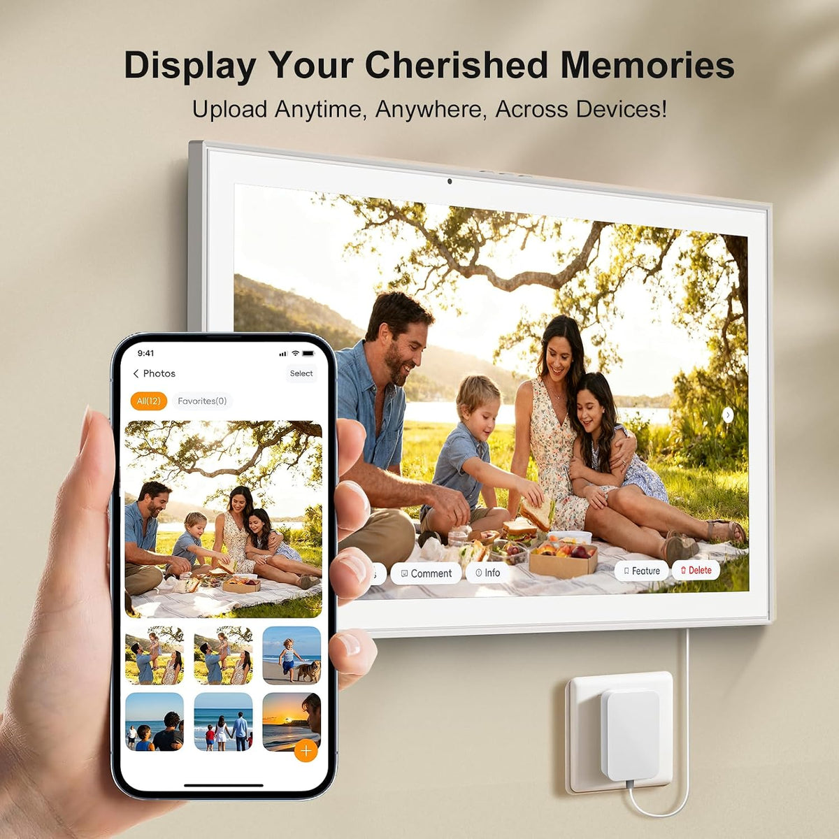 21.5 Inch Touch Screen Smart Magentic Digital Calendar, White