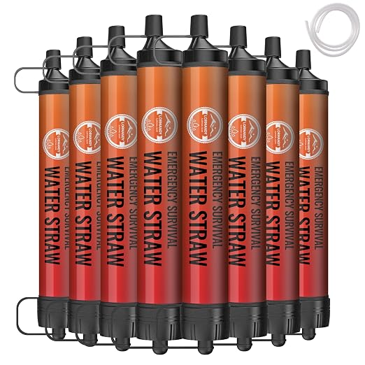 Straw Water Filter 8 Pack – Outdoor Camping & Hiking Survival Gear Kit