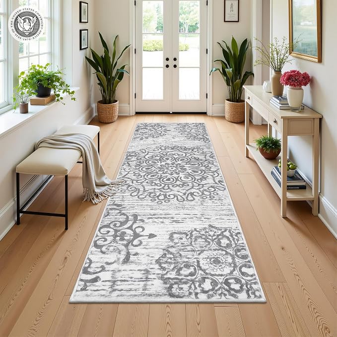 HEBE Hallway Runner Rug 2'x6' Washable Vintage Kitchen Rugs Non Slip Laundry