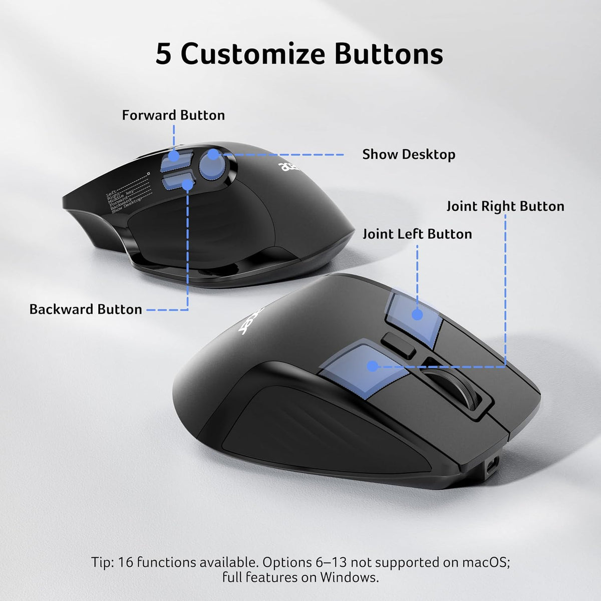 Acer Wireless Mouse for Laptop, Computer Mouse Ergonomic for 4 Devices