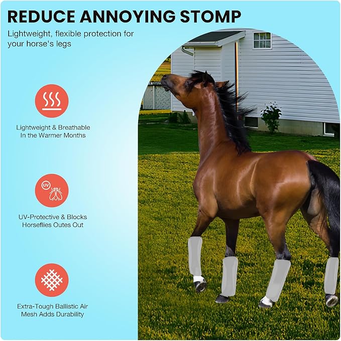 Mesh Fly Boots Horse Fly Boots Mesh Fly Wraps Leg Guard for Horse Set of 4