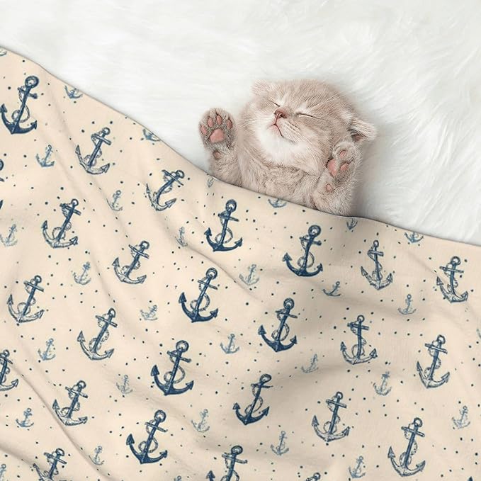 Waterproof Dog Blanket Soft Pet Blanket for Puppy Cat, Fleece Cat Throw Blankets for Furniture Bed Couch Sofa Reversible - Anchors