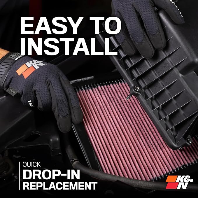 K&N High-Flow Original Lifetime Engine Air Filter: Increase Power: Washable: