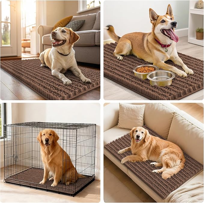 Smiry Dog Door Mat for Muddy Paws 30x20, Absorbent Dirt Trapper, Non-Slip