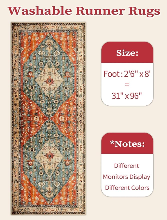 SERISSA Washable Boho Runner Rug