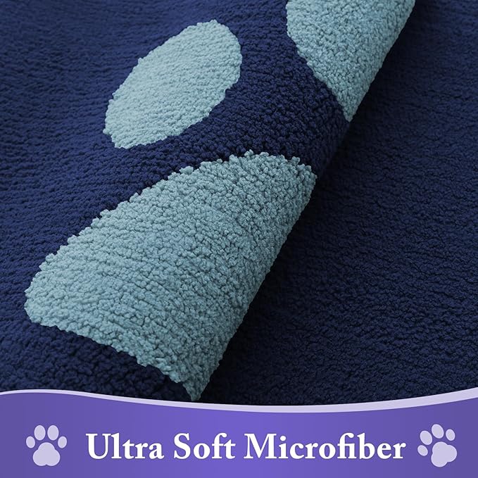 Buganda Dog Door Mat for Muddy Paws, Absorbent Dirt Trapper Non Slip Indoor Doormats, Washable Low-Profile Mat for Mud Dogs, Entryway Carpet for Inside Floor (48x30 Inches, Dark Blue)