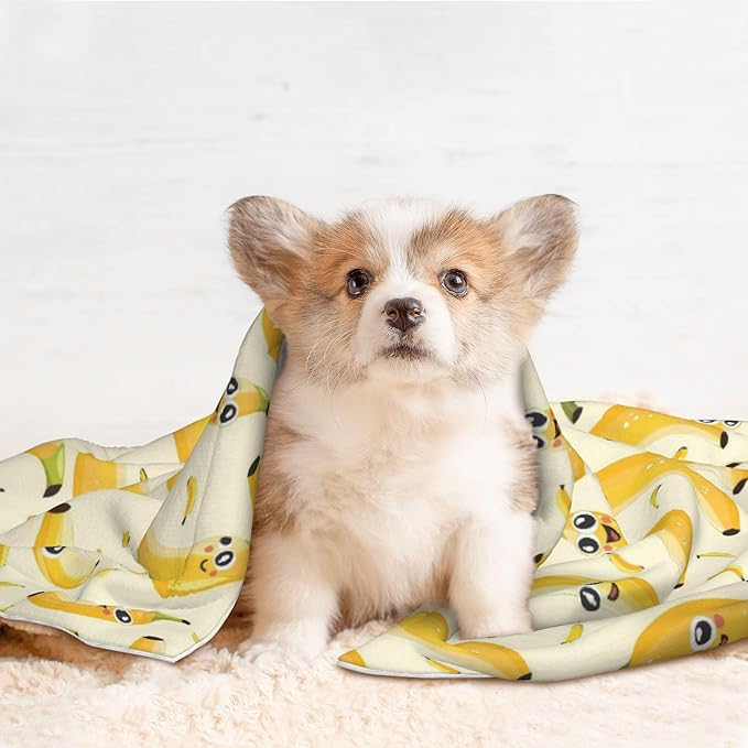 Waterproof Dog Blanket Soft Pet Blanket for Puppy Cat, Fleece Cat Throw Blankets for Furniture Bed Couch Sofa Reversible - Banana Fruit 3