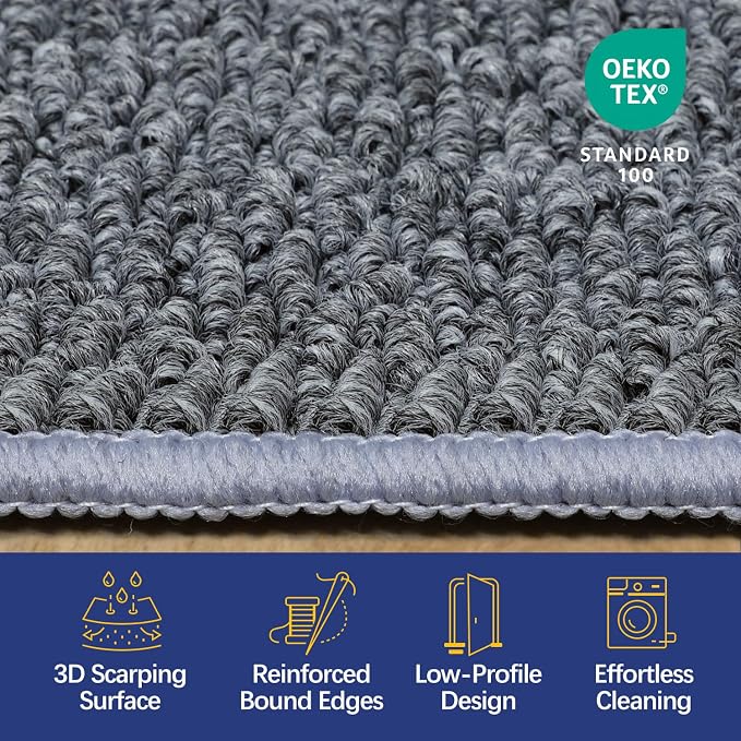 Dirt Trapping Door Mat 24x36, 3D Scarping Surface Doormat