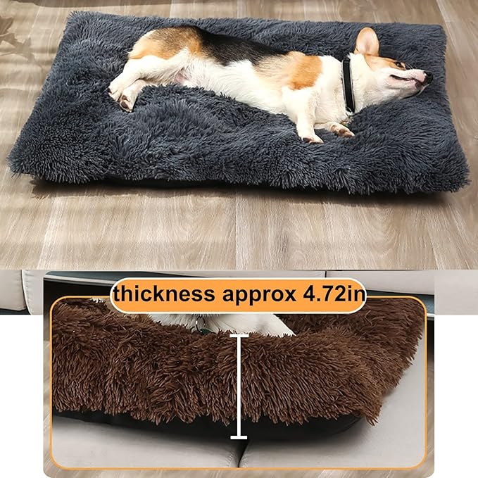 Dog Crate Mat, Dog Bed for Large Dogs, Comfy Fluffy Kennel Pad Anti-Slip for Dog beds & Furniture, Quilted Dog Bed for Pets for Medium/Small Dogs Cats (Color : Gray 1, Size : 48x33)