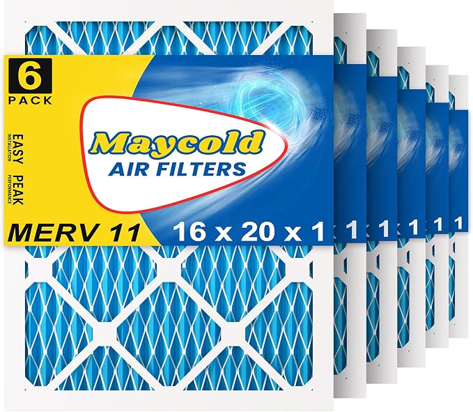 Maycold 16x20x1 MERV 11 Air Filters, Pleated HVAC Furnace Filter