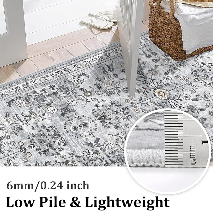 Yamaziot Washable Runner Rug 2x8 – Non Slip Boho Floral Hallway Runner Rug